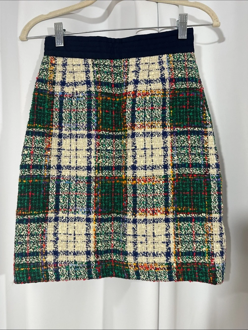 NWT Tory Burch Nubby Tartan Tweed Skirt Size 00 Plaid Office Workwear Preppy
